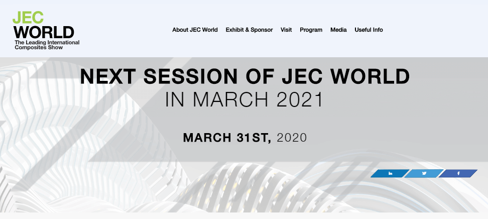 NEXT SESSION OF JEC WORLD IN MARCH 2021